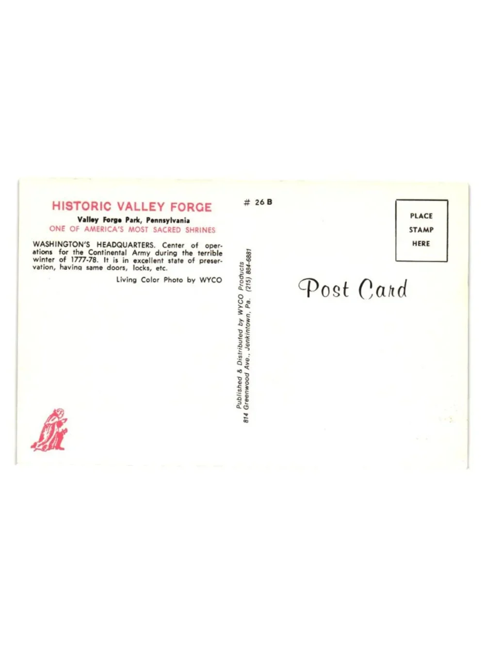 Washingtons Headquarters Valley Forge Park Postcard Historic PA Landmark